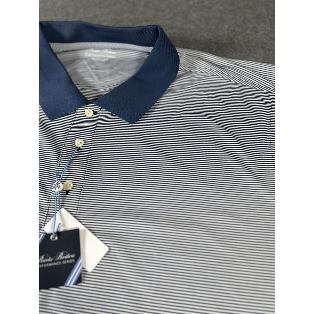 Brooks Brothers Performance Series Polo Mens 4XLT Blue Striped NWT